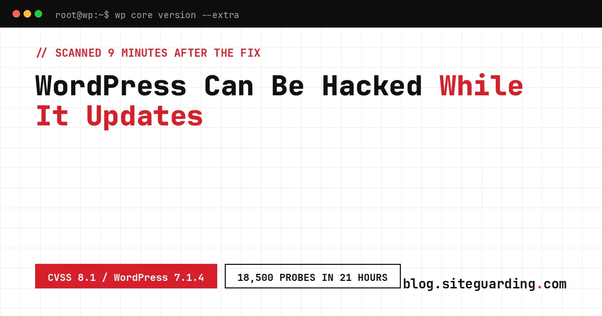 WordPress update race condition: terminal checking that a site runs the WordPress 7.1.4 security release